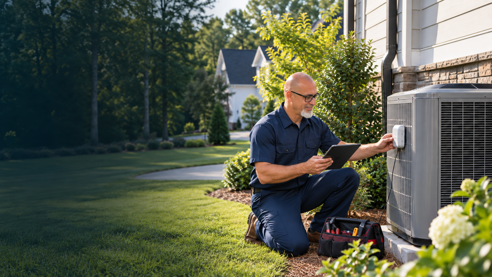 Josh monitoring a residential air-conditioning system